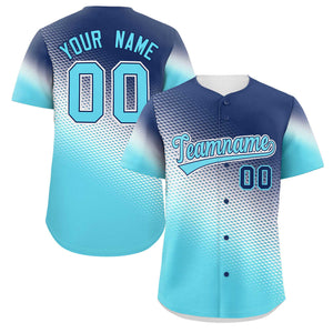 Custom Navy Sky Blue Tiny Spot Gradient Fashion Authentic Baseball Jersey