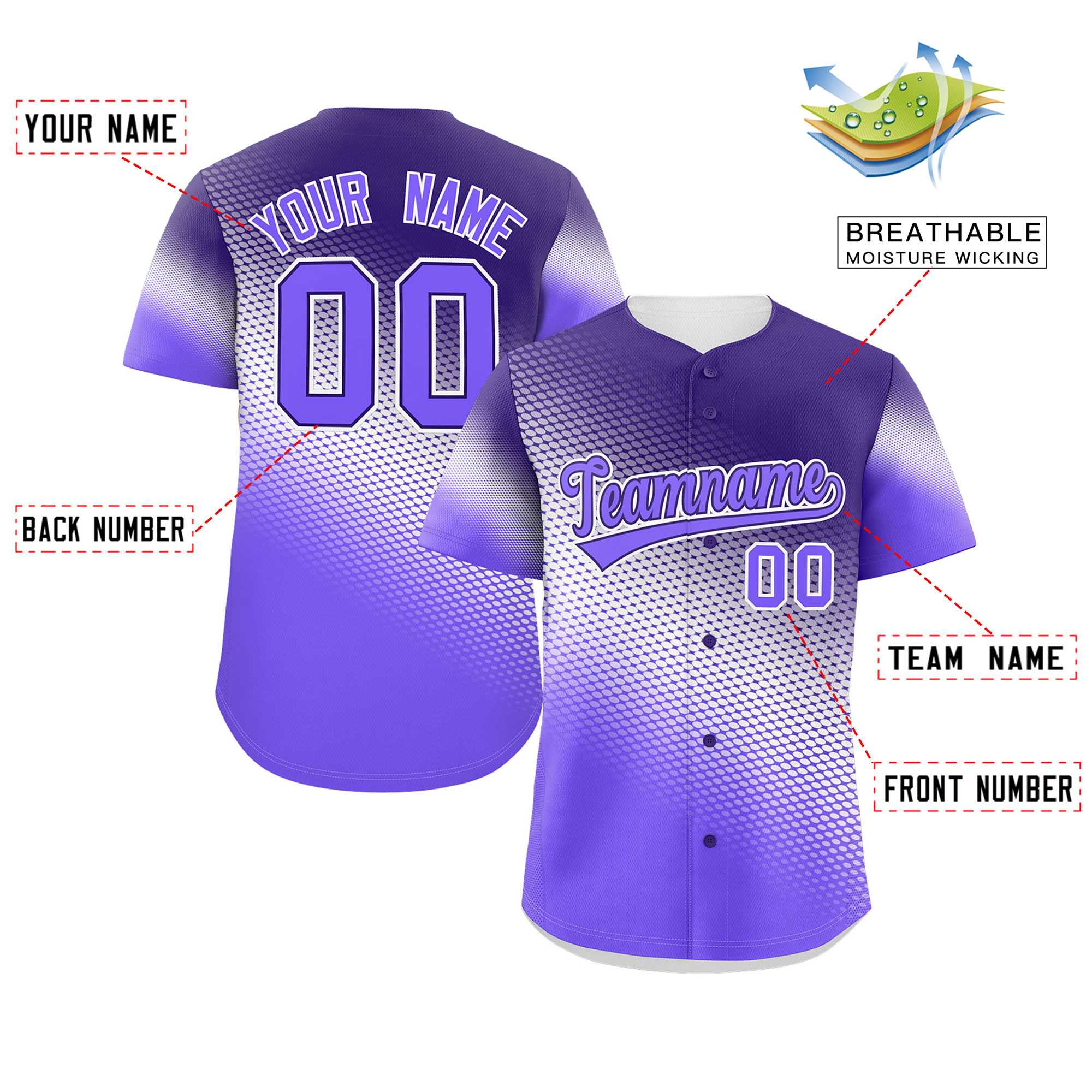 Custom Dark Purple Purple Tiny Spot Gradient Fashion Authentic Baseball Jersey