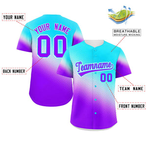 Custom Sky Blue Purple Tiny Spot Gradient Fashion Authentic Baseball Jersey