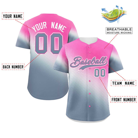 Custom Pink Dark Gray Tiny Spot Gradient Fashion Authentic Baseball Jersey