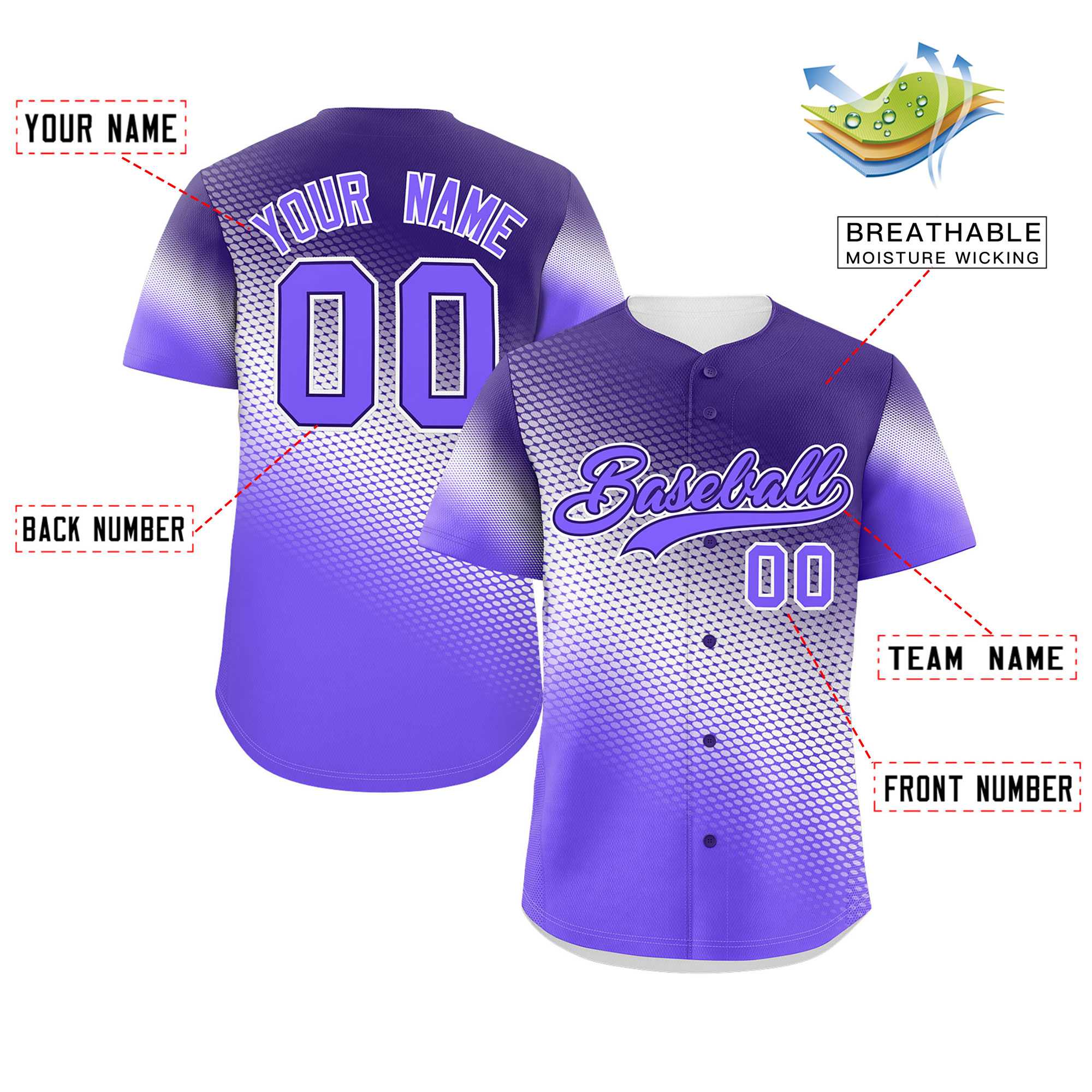 Custom Dark Purple Purple Tiny Spot Gradient Fashion Authentic Baseball Jersey