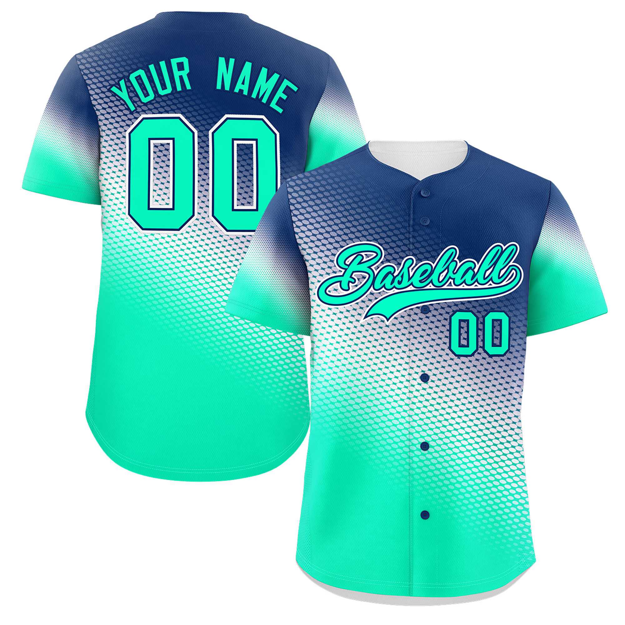 Custom Navy Neon Green Tiny Spot Gradient Fashion Authentic Baseball Jersey