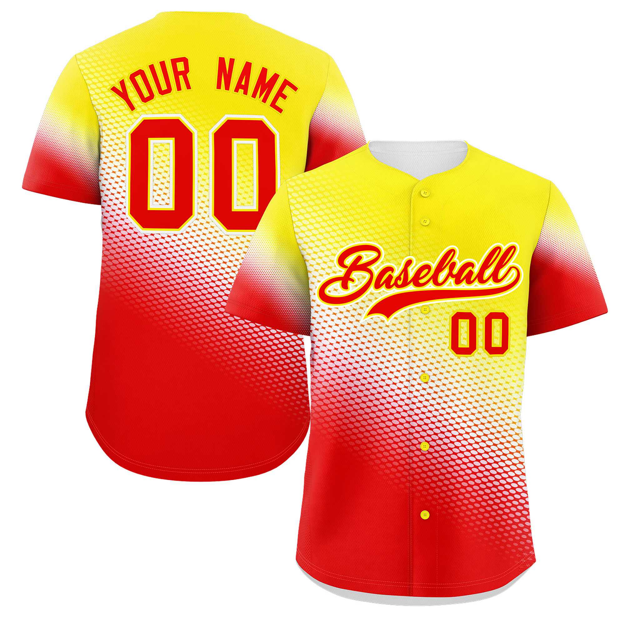 Custom Gold Red Tiny Spot Gradient Fashion Authentic Baseball Jersey