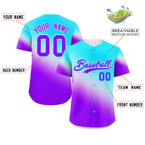 Custom Sky Blue Purple Tiny Spot Gradient Fashion Authentic Baseball Jersey