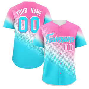 Custom Pink Sky Blue Tiny Spot Gradient Fashion Authentic Baseball Jersey