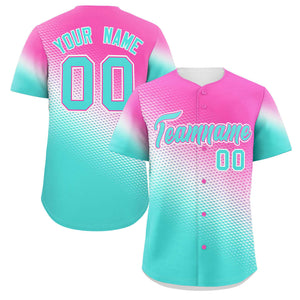 Custom Rose Red Aqua Tiny Spot Gradient Fashion Authentic Baseball Jersey