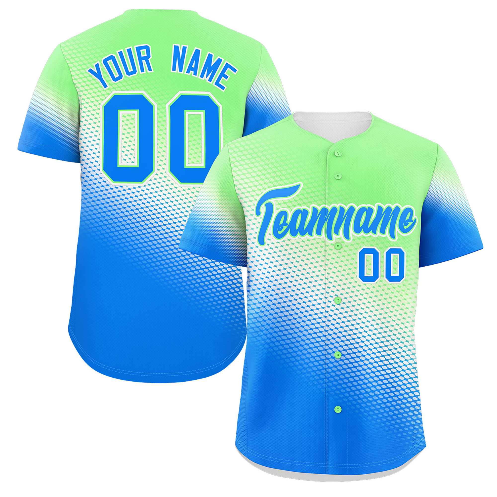 Custom Light Green Blue Tiny Spot Gradient Fashion Authentic Baseball Jersey