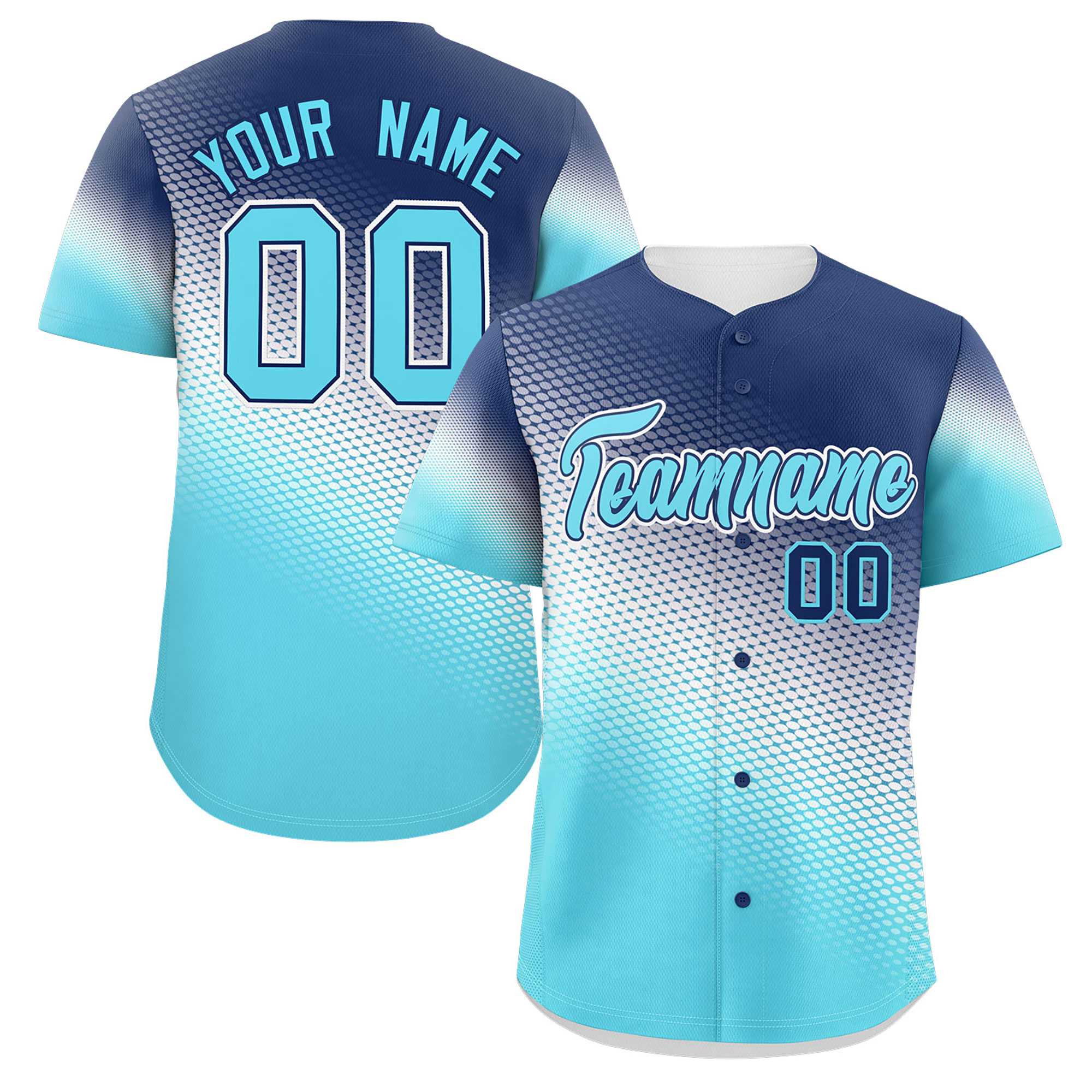 Custom Navy Sky Blue Tiny Spot Gradient Fashion Authentic Baseball Jersey