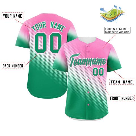 Custom Pink Kelly Green Tiny Spot Gradient Fashion Authentic Baseball Jersey