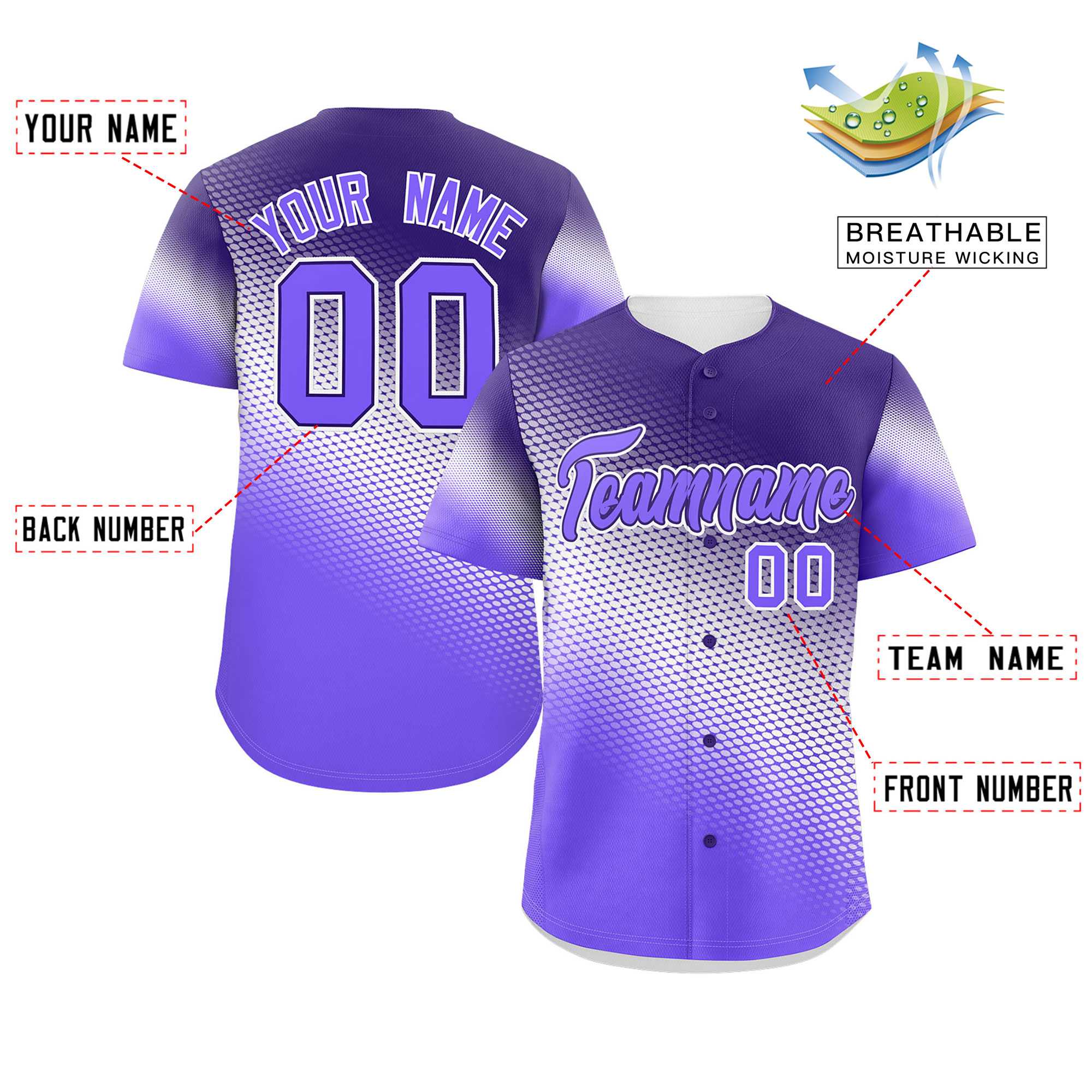 Custom Dark Purple Purple Tiny Spot Gradient Fashion Authentic Baseball Jersey