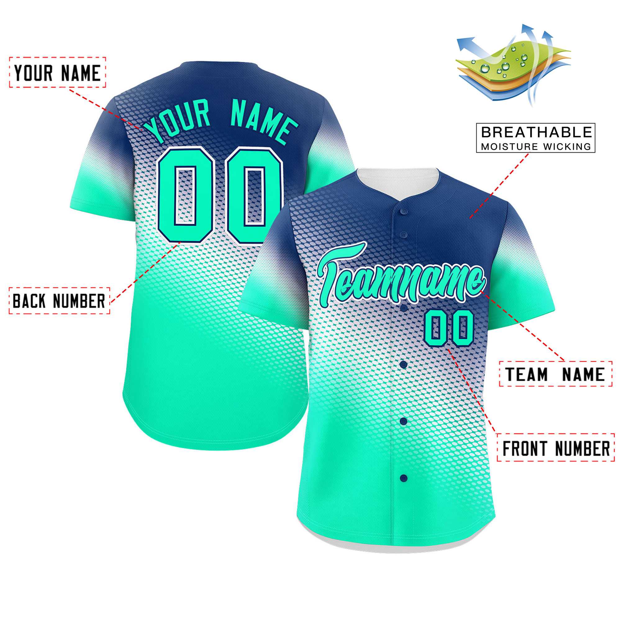 Custom Navy Neon Green Tiny Spot Gradient Fashion Authentic Baseball Jersey