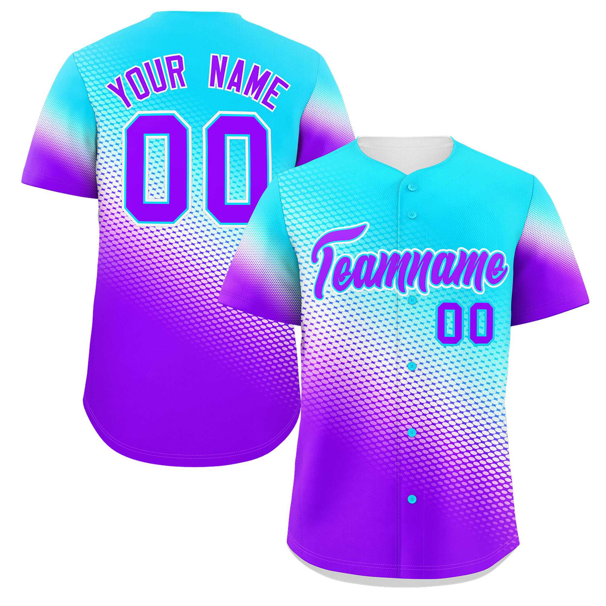 Custom Sky Blue Purple Tiny Spot Gradient Fashion Authentic Baseball Jersey