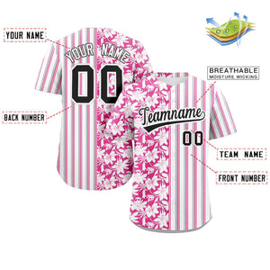 Custom White Pink Hawaii Tropical Flower Stripe Fashion Baseball Jersey