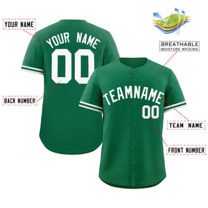 Custom Kelly Green White Full Button Design Authentic Baseball Jersey