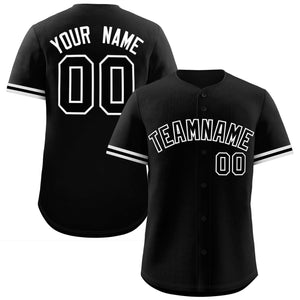 Custom Black White Full Button Design Authentic Baseball Jersey