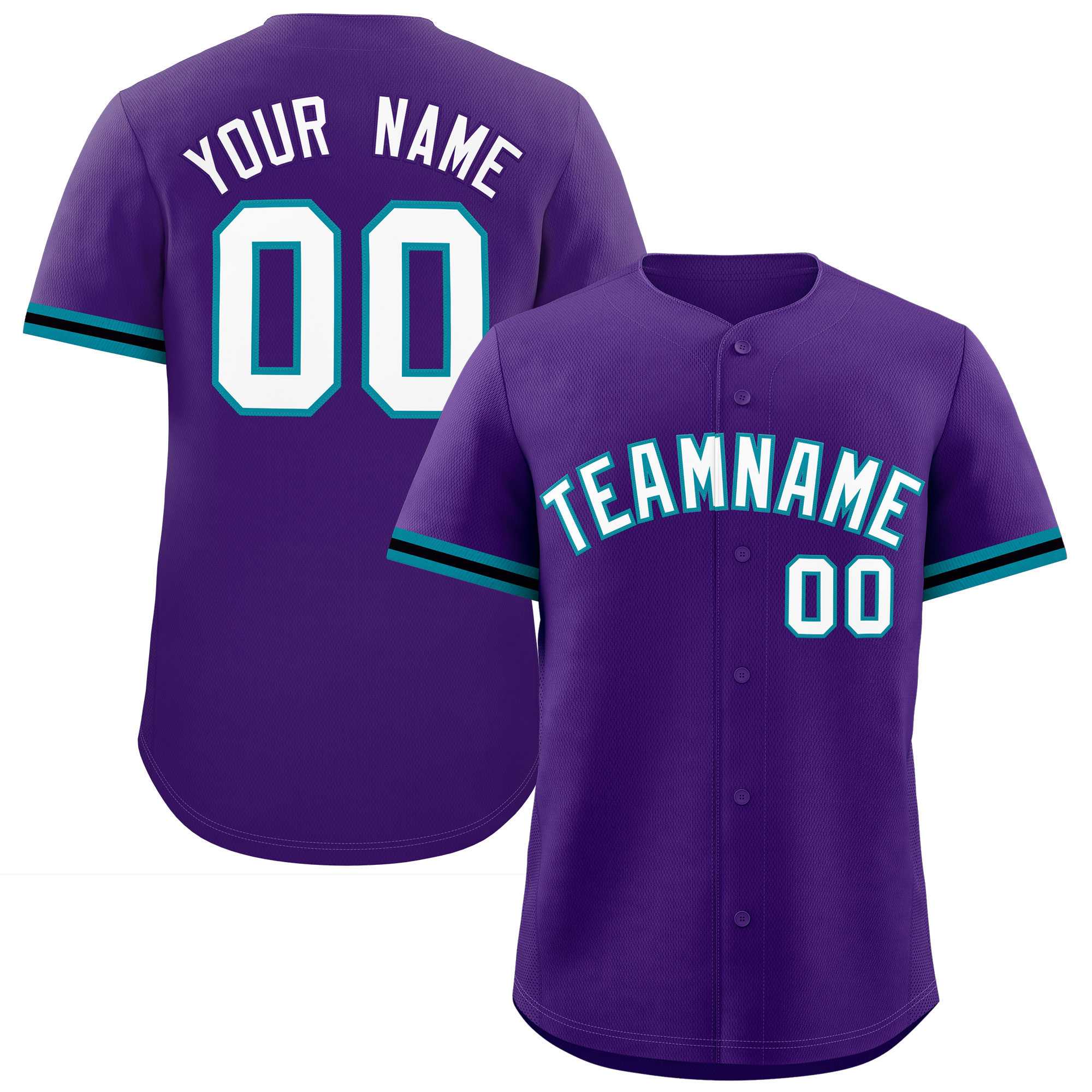 Custom Purple White Full Button Design Authentic Baseball Jersey