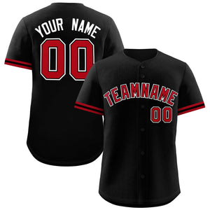 Custom Black Red Full Button Design Authentic Baseball Jersey