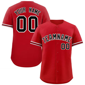 Custom Red Black Full Button Design Authentic Baseball Jersey