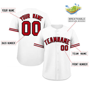 Custom White Red Full Button Design Authentic Baseball Jersey