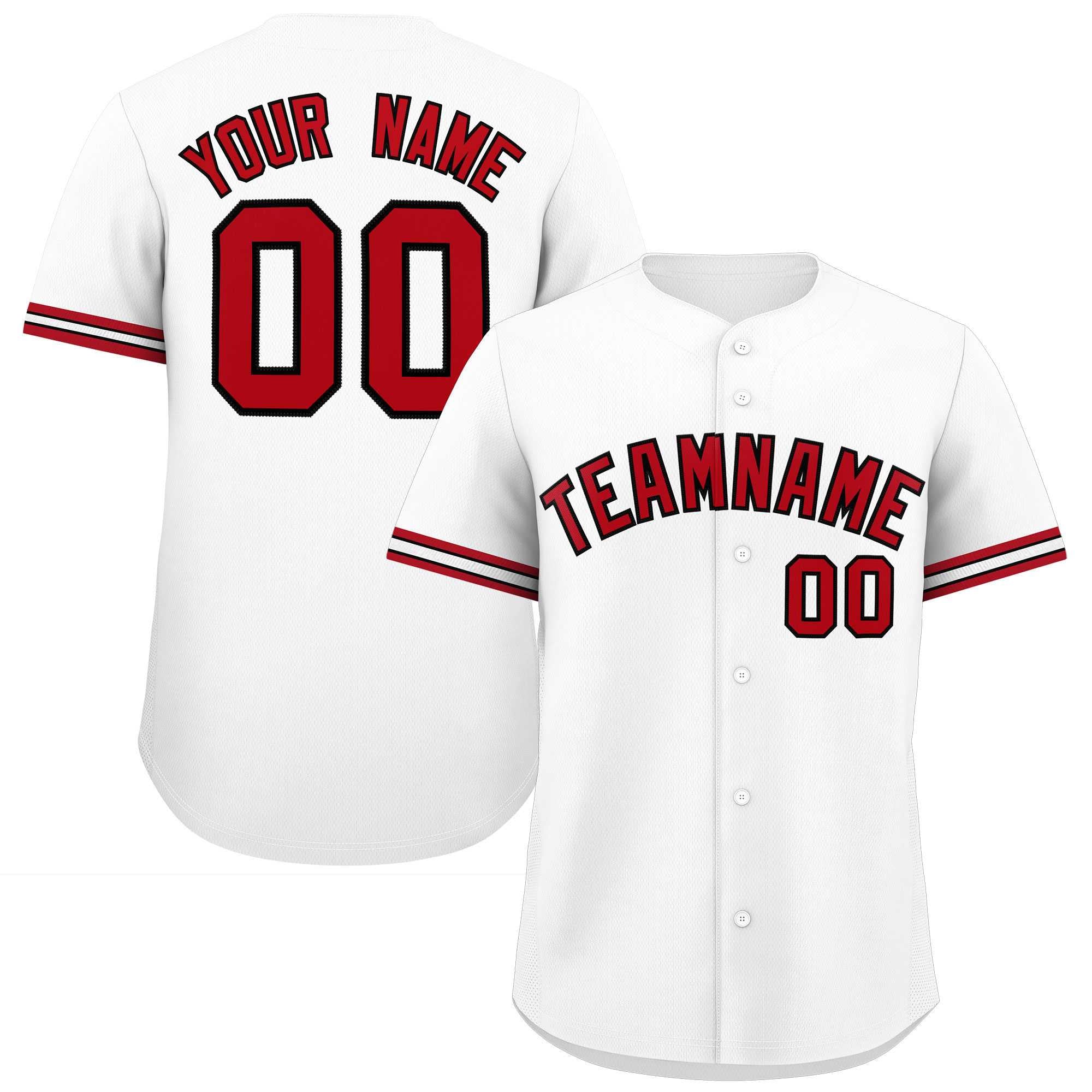 Custom White Red Full Button Design Authentic Baseball Jersey