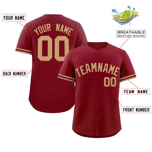 Custom Crimson Old Gold Full Button Design Authentic Baseball Jersey