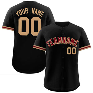 Custom Black Maroon Full Button Design Authentic Baseball Jersey