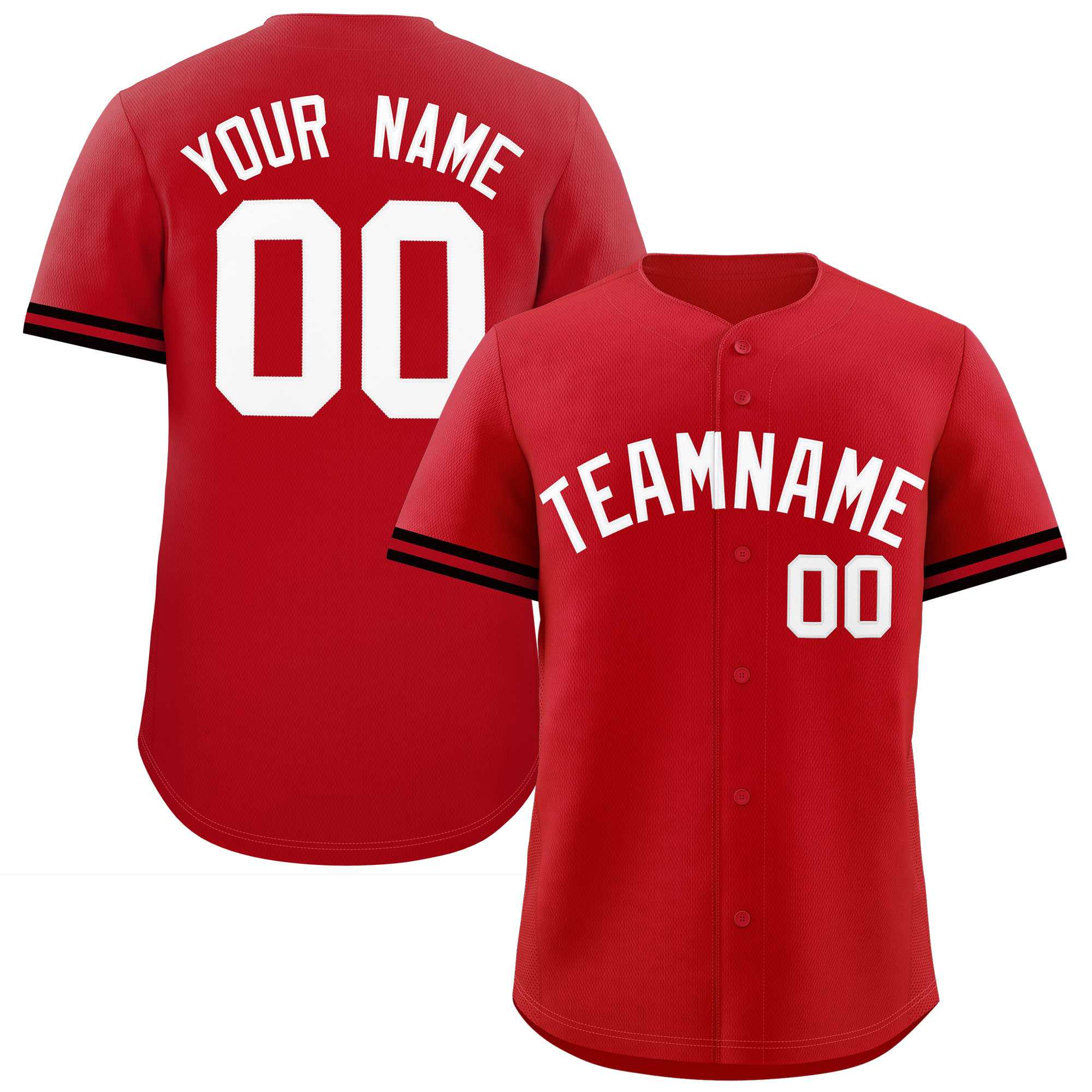 Custom Red White Full Button Design Authentic Baseball Jersey