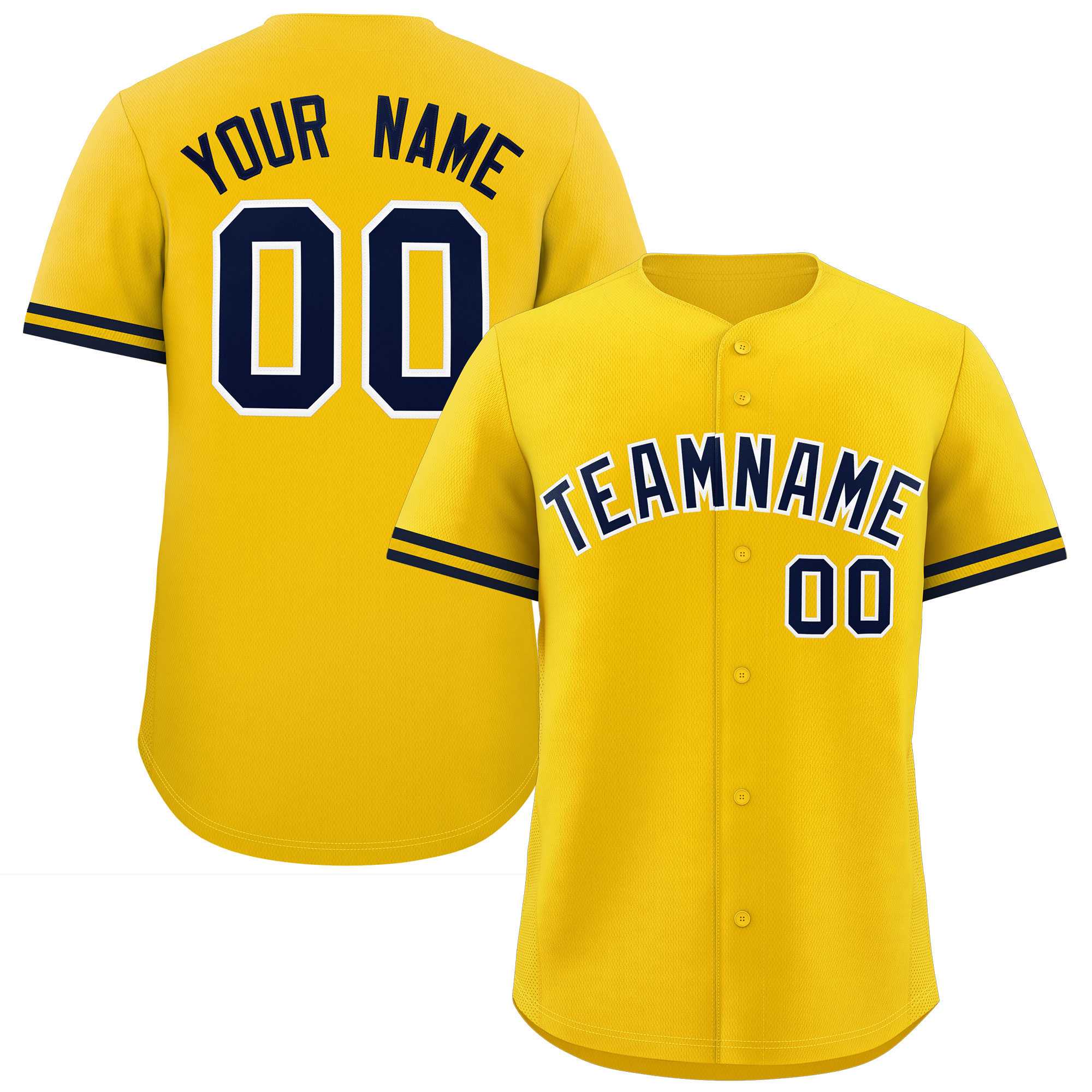 Custom Gold Navy Full Button Design Authentic Baseball Jersey