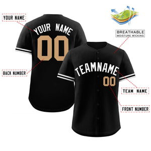 Custom Black White Full Button Design Authentic Baseball Jersey