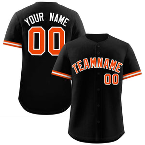 Custom Black Orange Full Button Design Authentic Baseball Jersey