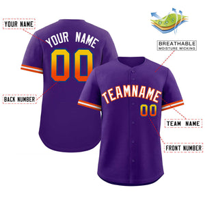 Custom Purple White Full Button Design Authentic Baseball Jersey