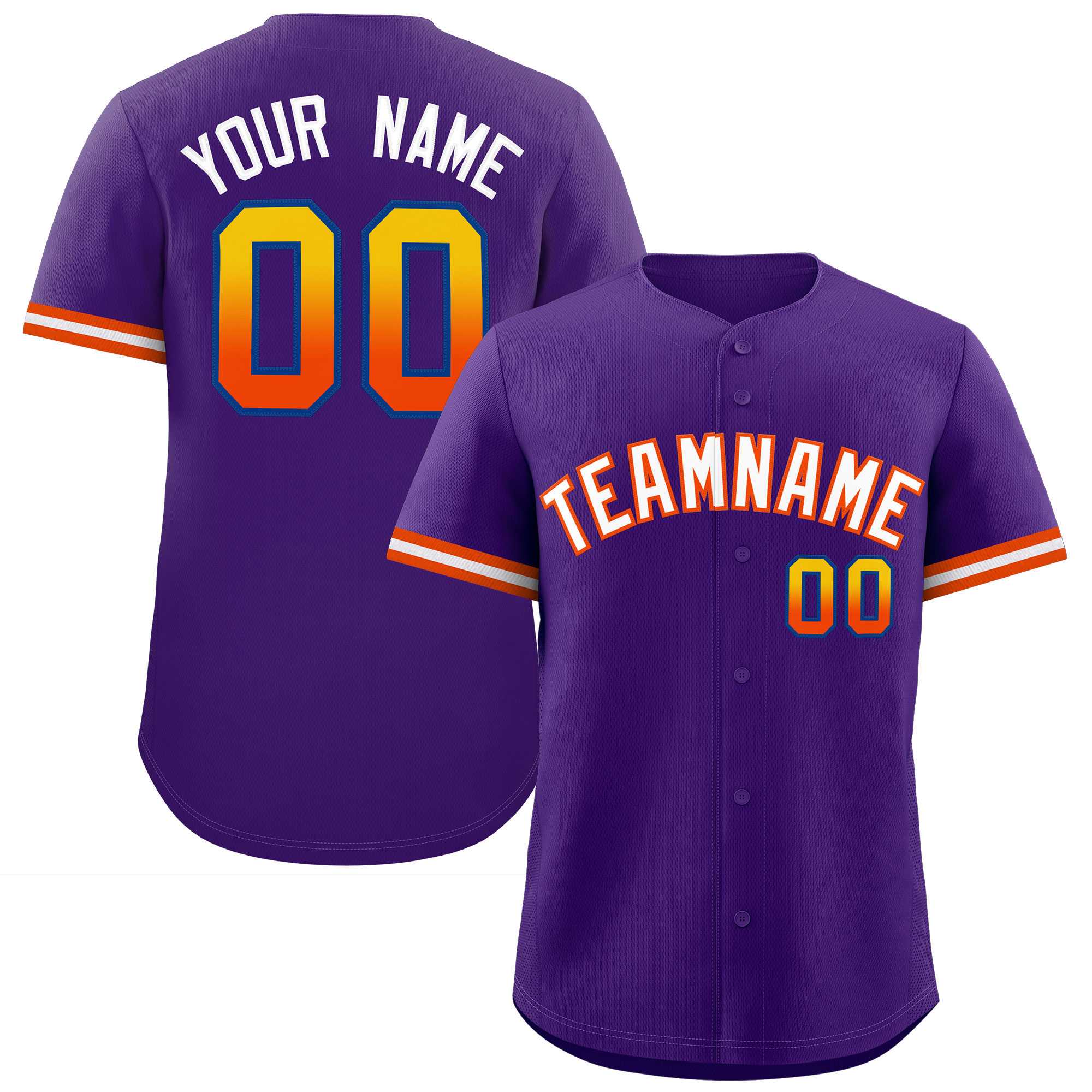 Custom Purple White Full Button Design Authentic Baseball Jersey