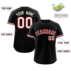 Custom Black Red Full Button Design Authentic Baseball Jersey