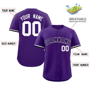 Custom Purple Black Full Button Design Authentic Baseball Jersey