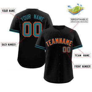 Custom Black Orange Full Button Design Authentic Baseball Jersey