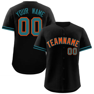 Custom Black Orange Full Button Design Authentic Baseball Jersey