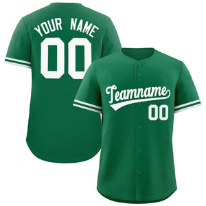 Custom Kelly Green White Full Button Design Authentic Baseball Jersey