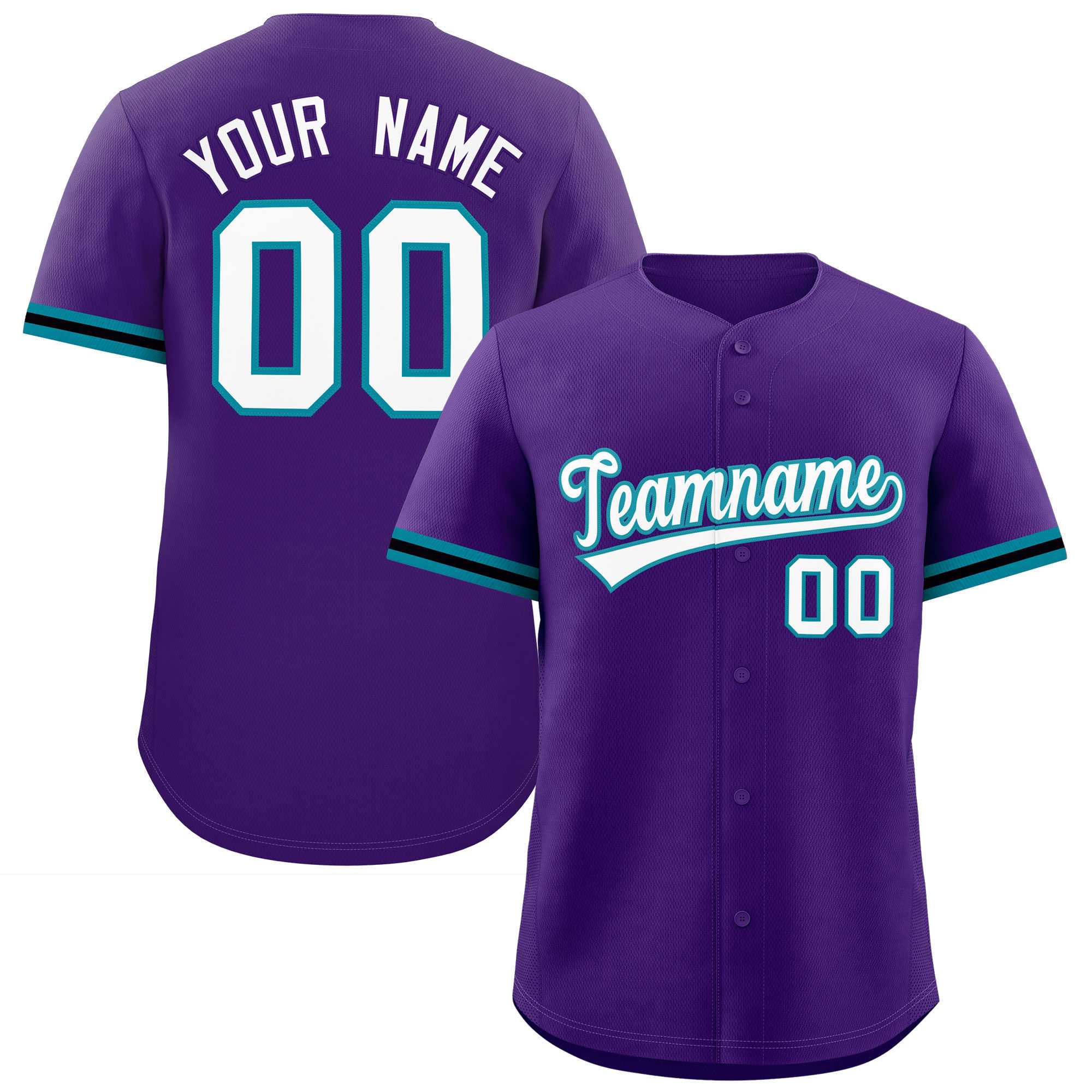 Custom Purple White Full Button Design Authentic Baseball Jersey