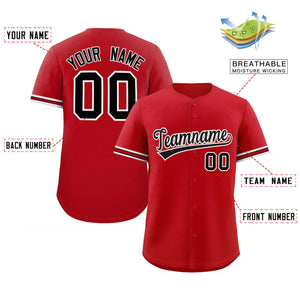 Custom Red Black Full Button Design Authentic Baseball Jersey