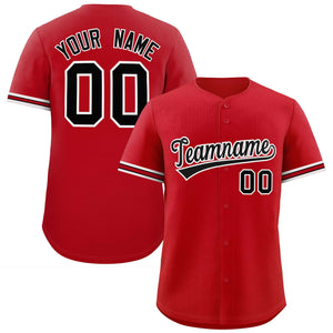 Custom Red Black Full Button Design Authentic Baseball Jersey