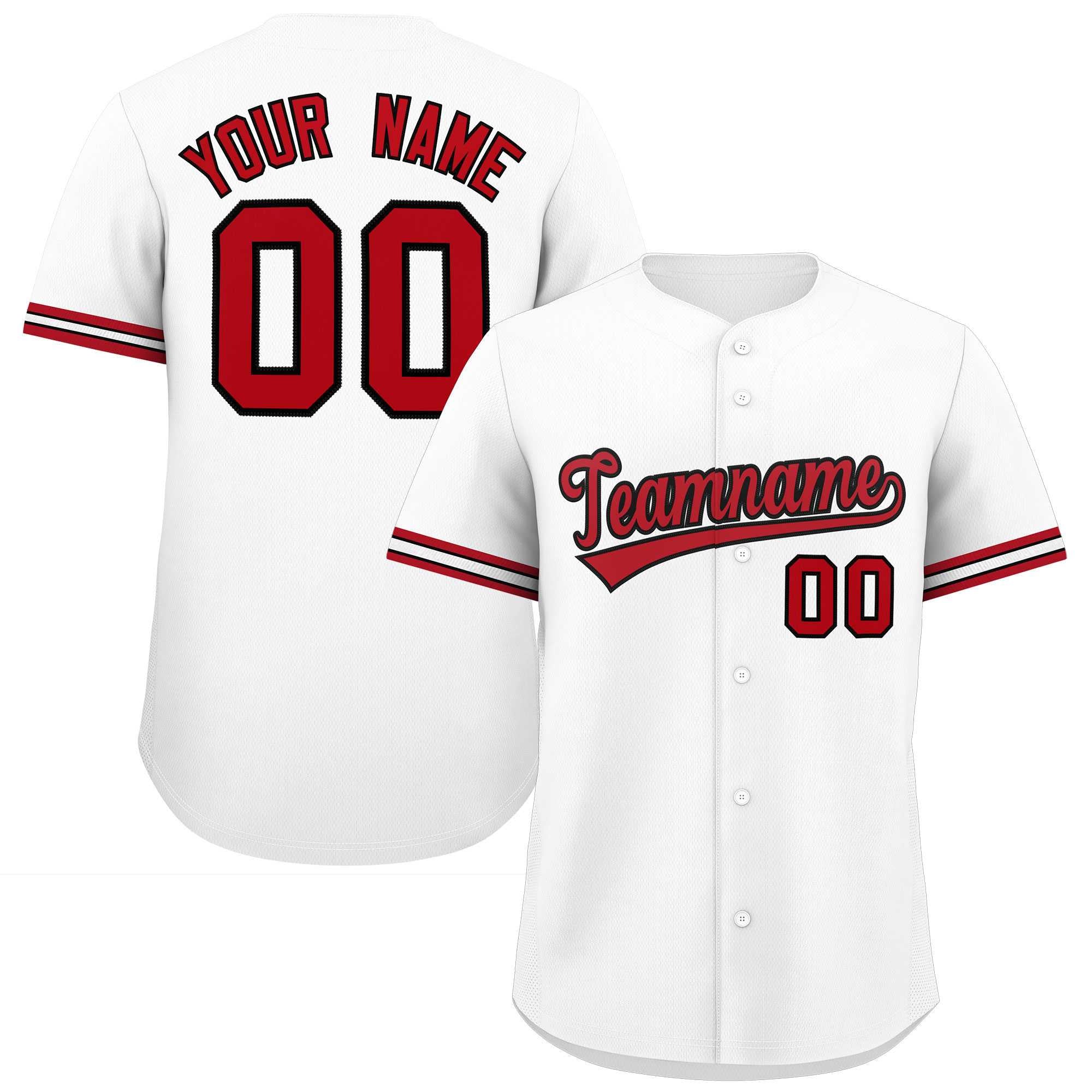 Custom White Red Full Button Design Authentic Baseball Jersey