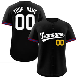 Custom Black White Full Button Design Authentic Baseball Jersey