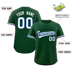 Custom Green White Full Button Design Authentic Baseball Jersey