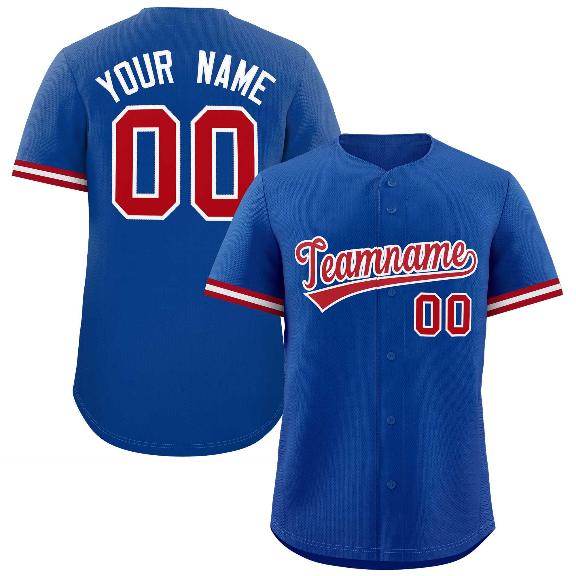 Custom Royal Red Full Button Design Authentic Baseball Jersey