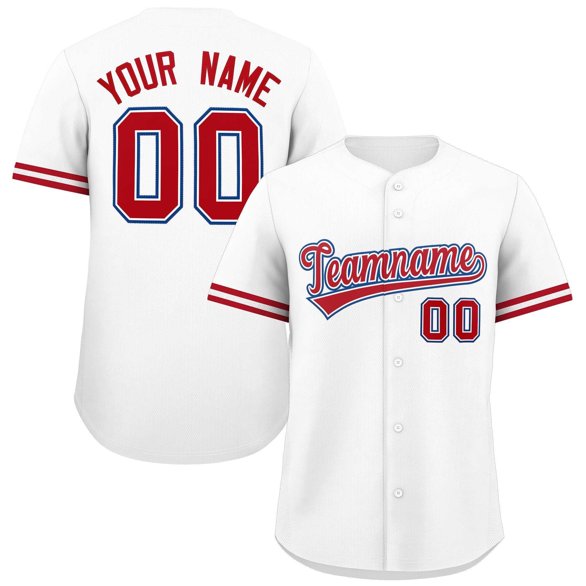 Custom White Red Full Button Design Authentic Baseball Jersey