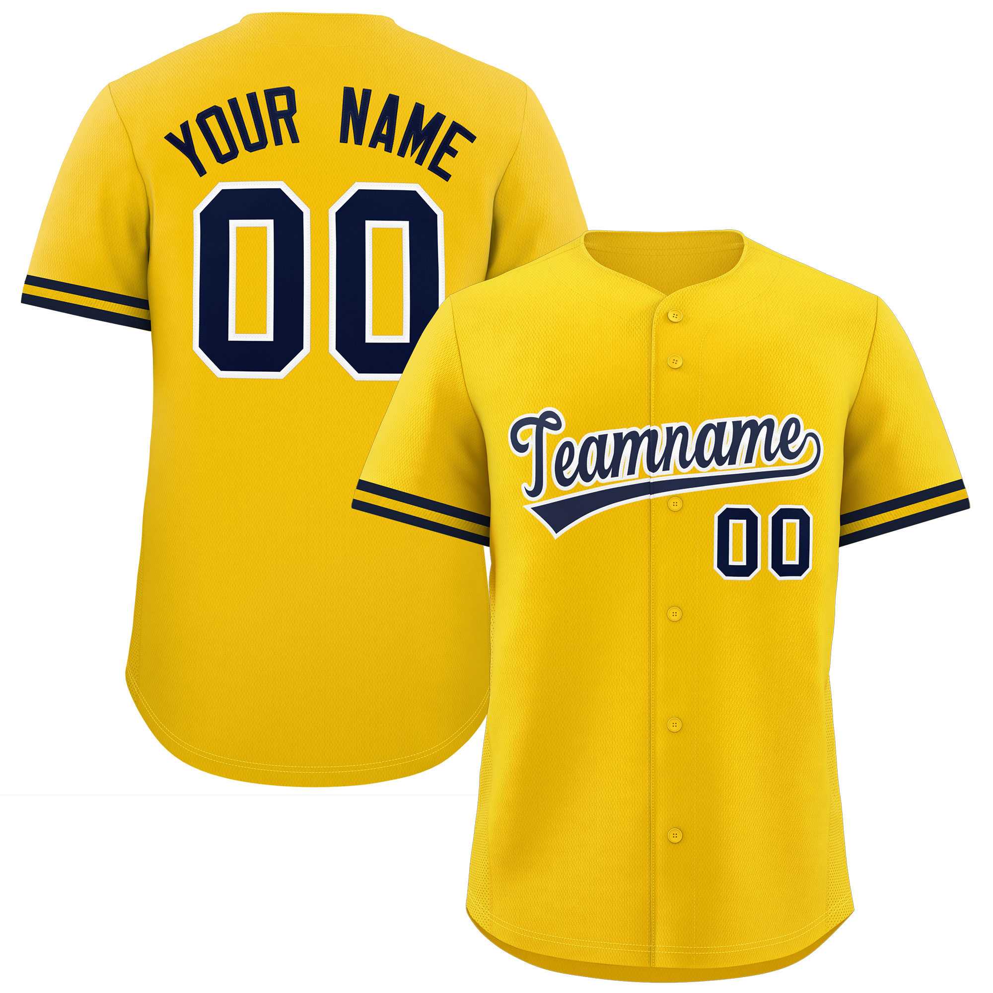 Custom Gold Navy Full Button Design Authentic Baseball Jersey