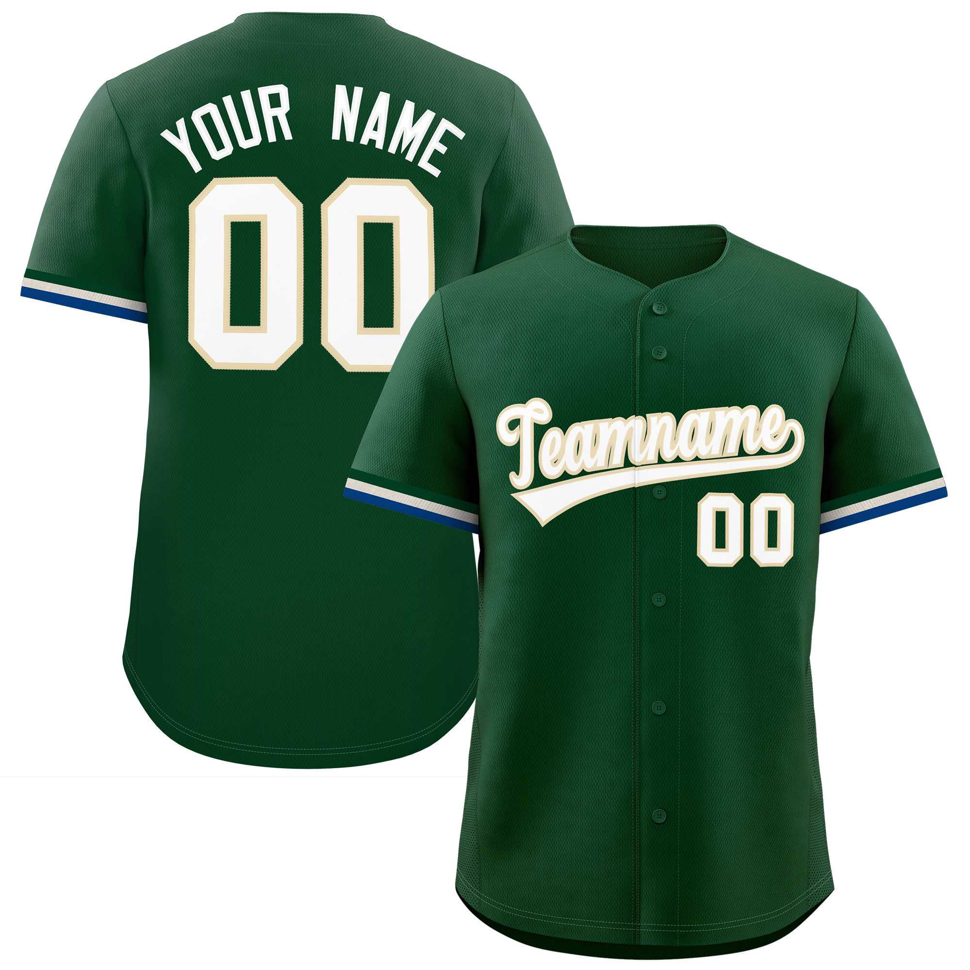 Custom Green White Full Button Design Authentic Baseball Jersey