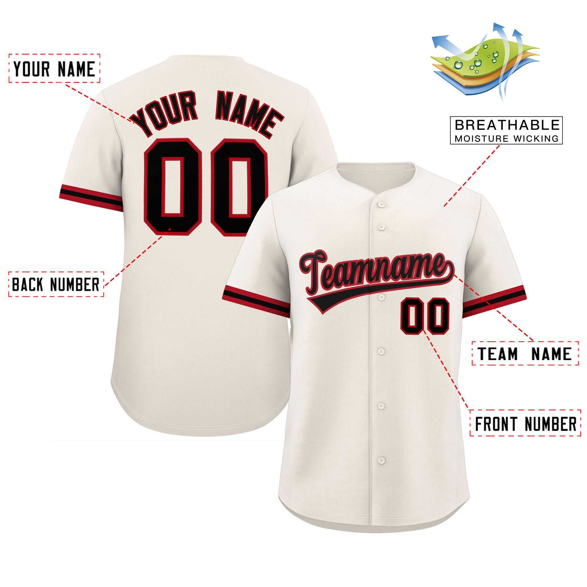 Custom Cream Black Full Button Design Authentic Baseball Jersey