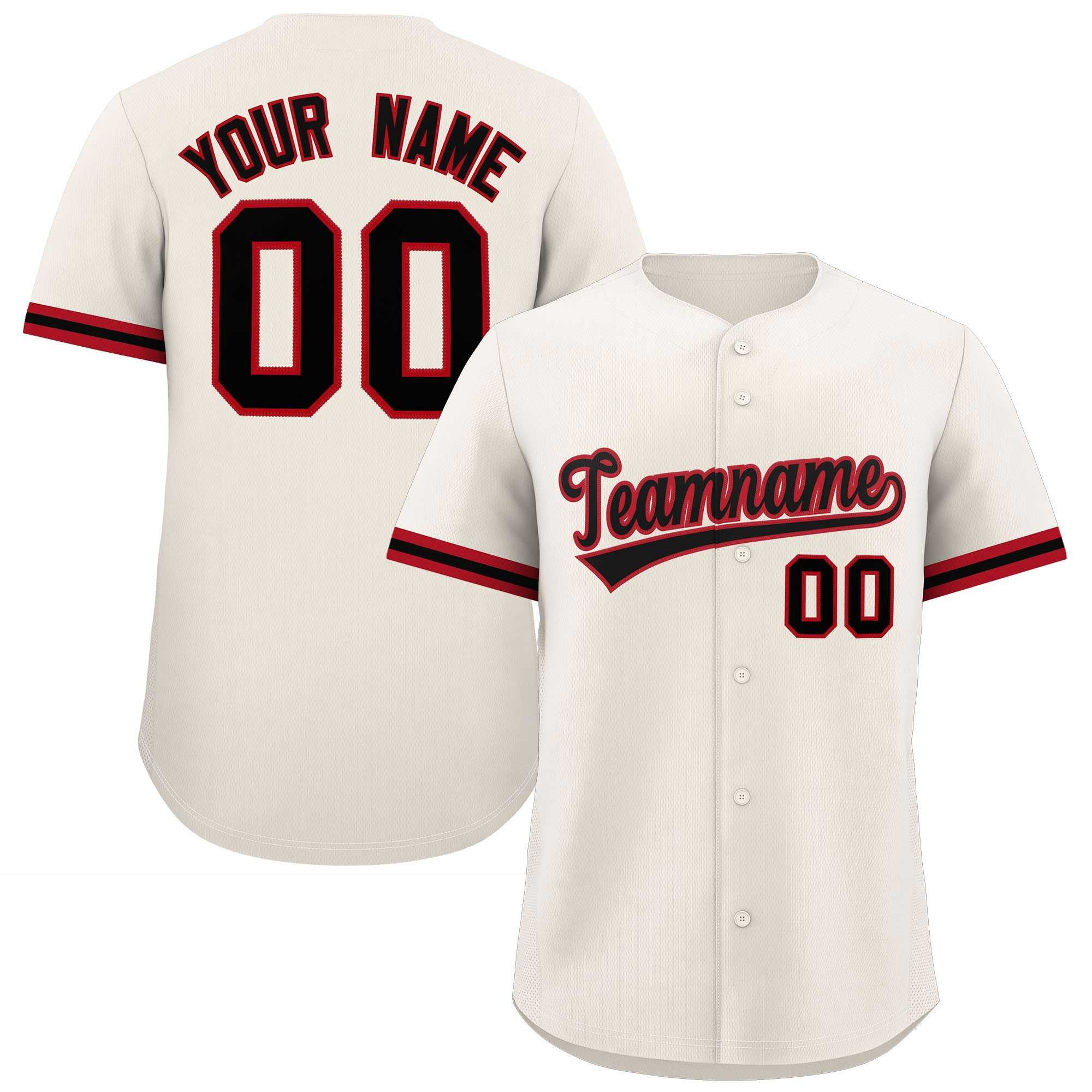 Custom Cream Black Full Button Design Authentic Baseball Jersey