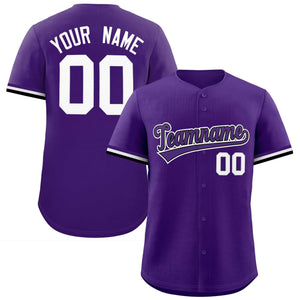 Custom Purple Black Full Button Design Authentic Baseball Jersey